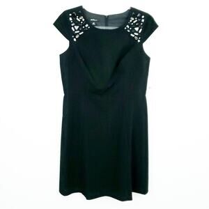NEW ALYX Black Sheath Dress Jeweled Shoulders 12P Cocktail Party Petite Women